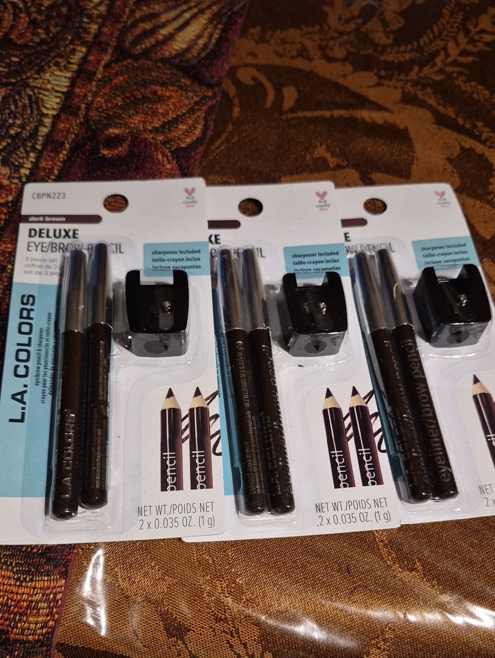 L.A. COLORS Deluxe Eye/ Brow Pencil Set - Dark Brown (3 Packs)